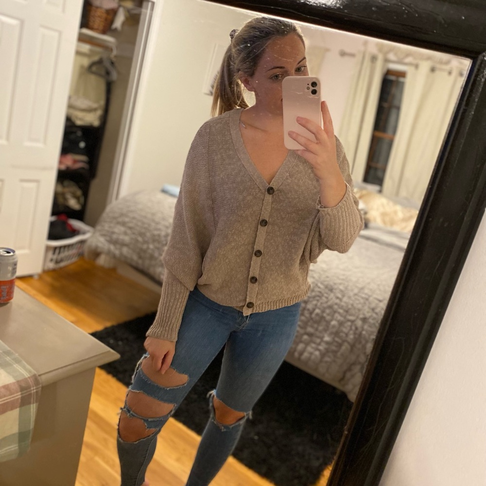 Front Button Down Fashion Sweater